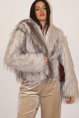 Brittney Faux Fur Jacket Grey