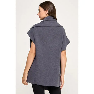 Reminiscence | Aurelia Scarf Poncho Sweater Grey