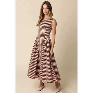 Olivaceous | Cocoa Stripe Maxi Dress
