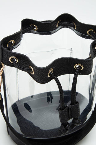Clear Crossbody Stadium Bucket Bag | White