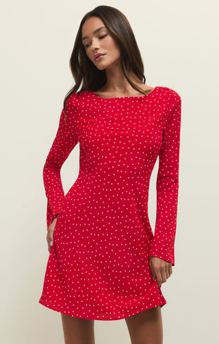 Z Supply | Campbell Dot Crepe Mini Dress Kiss Me Red