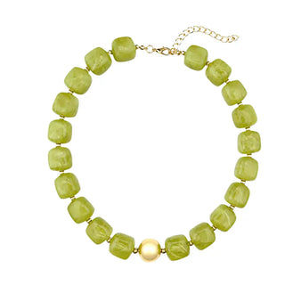 Gemelli | Preston Chunky Beaded Necklace - Chartreuse